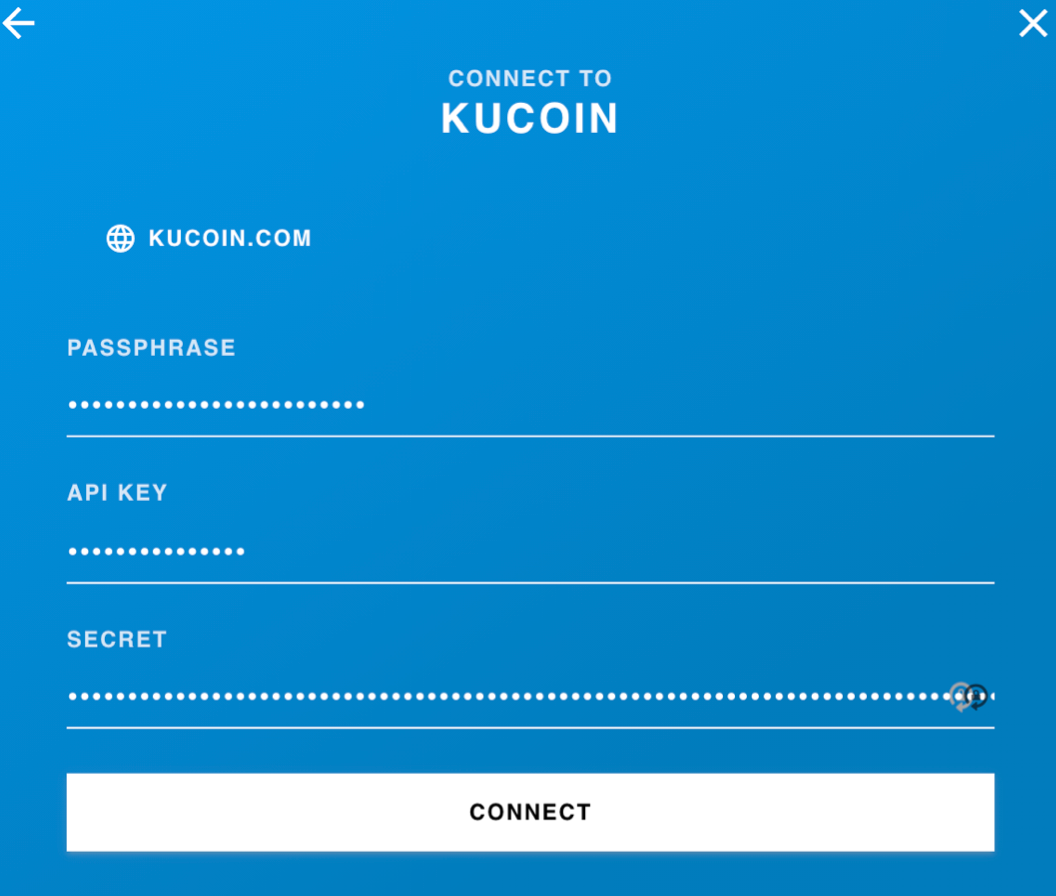 how to connect kucoin api to app