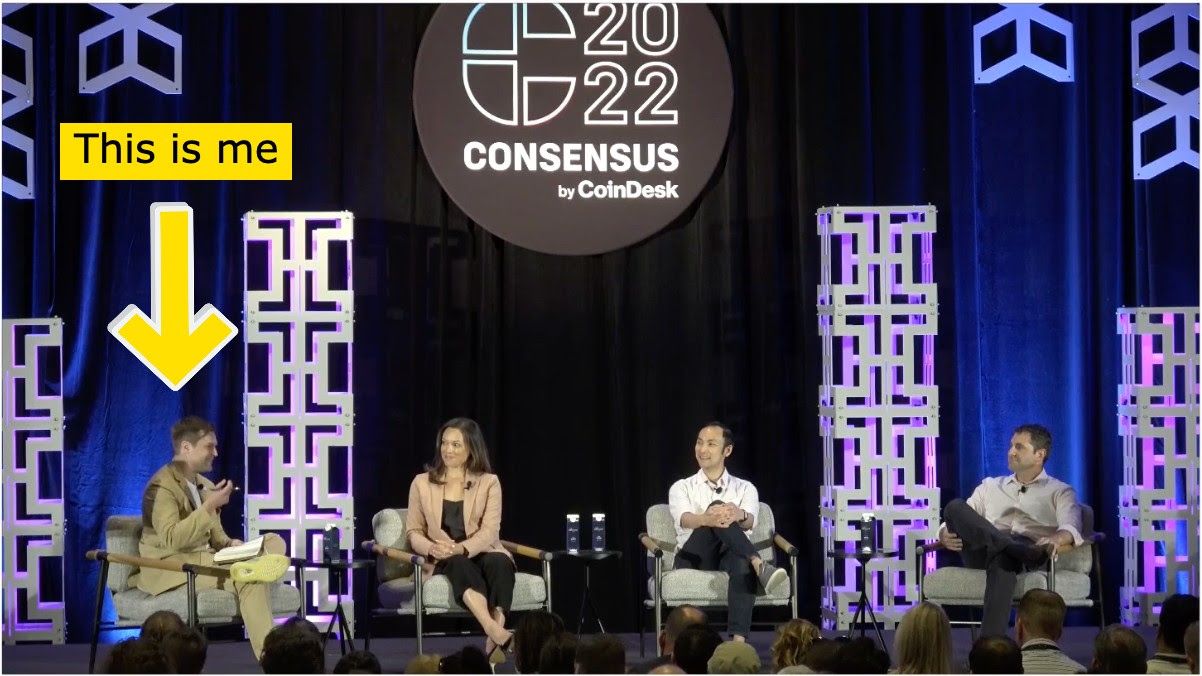 Hedgehog.app CEO Taylor Culbertson leading a panel at Consensus 2022